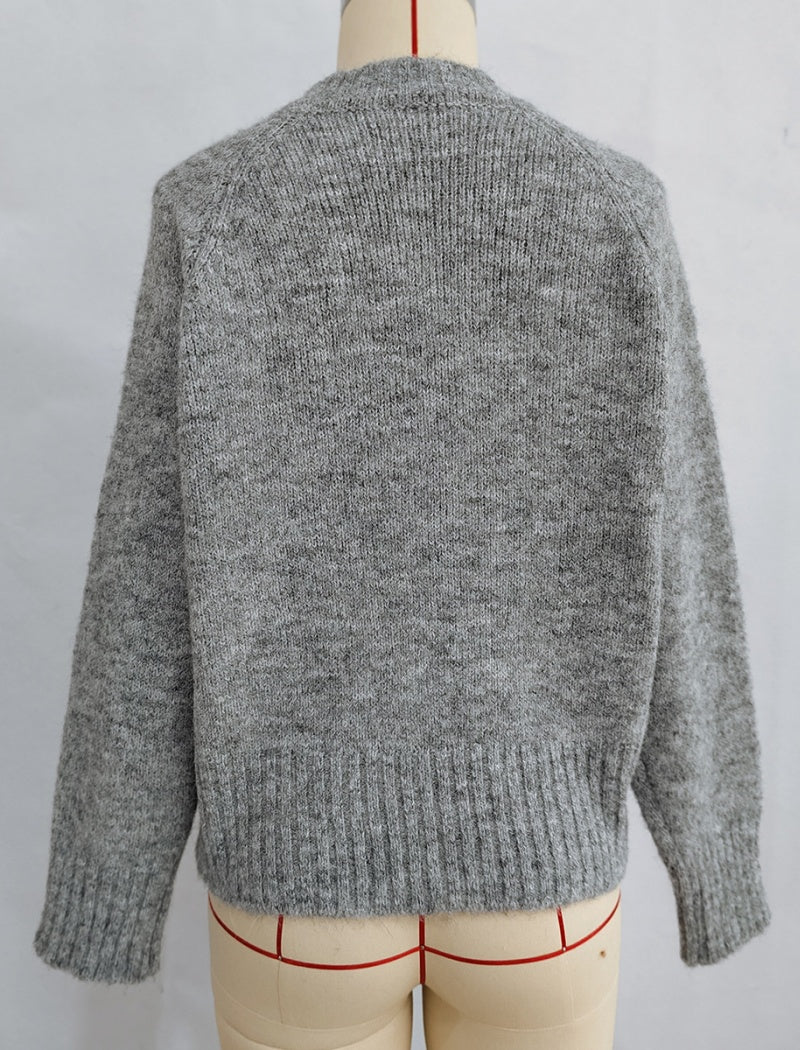 Bow-Applique Crew Neck Sweater