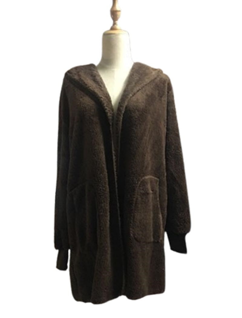 Oversized Faux Fur Open-Front Cardigan