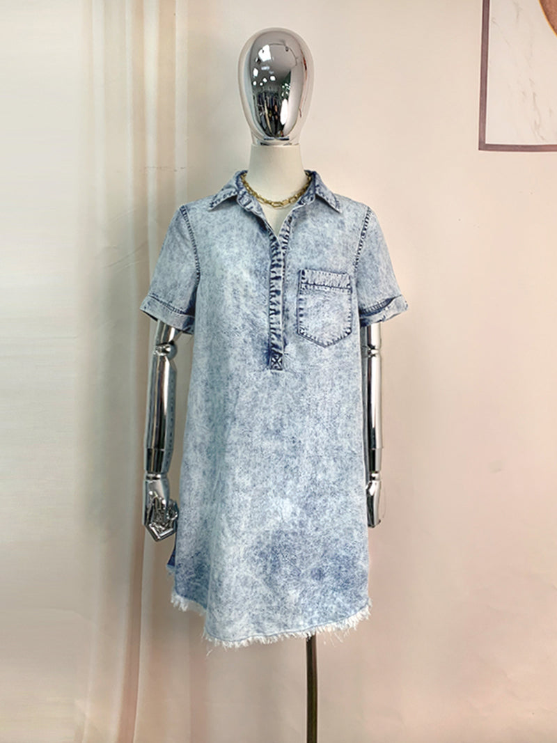 Frayed Denim Mini Dress