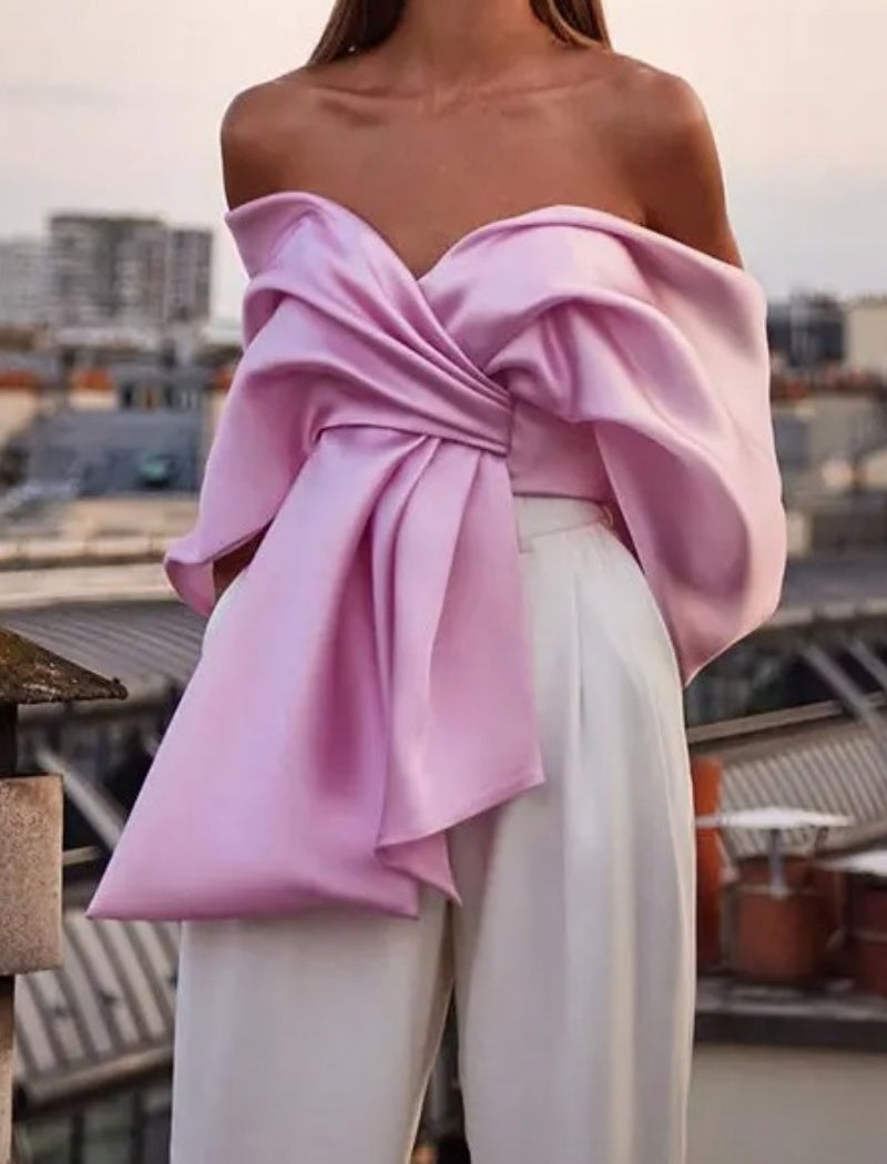 Off-Shoulder Ruched Wrap Top