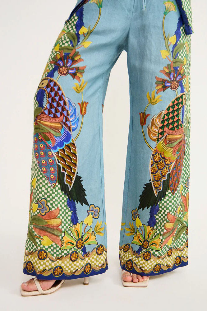 Floral Print Wide-Leg Pants