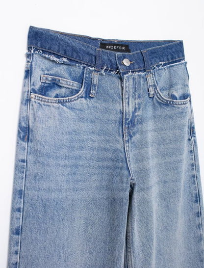 High-Waisted Straight-Leg Jeans