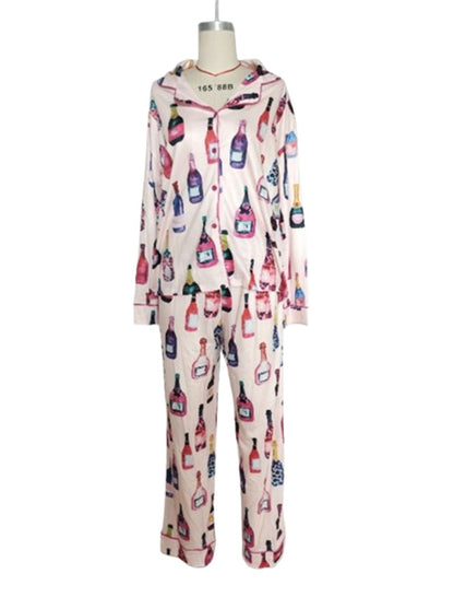 Bottle Print Long Sleeve Pajama Set