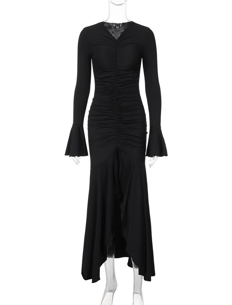 Ruched Long Sleeve Maxi Dress