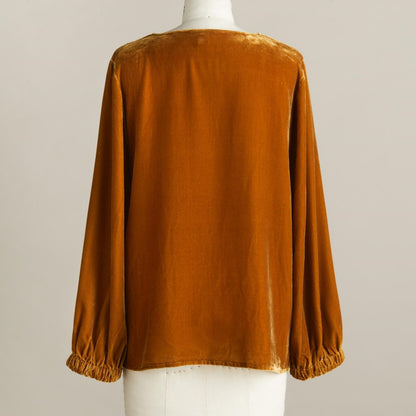 Draped Neck 3/4 Sleeve Blouse