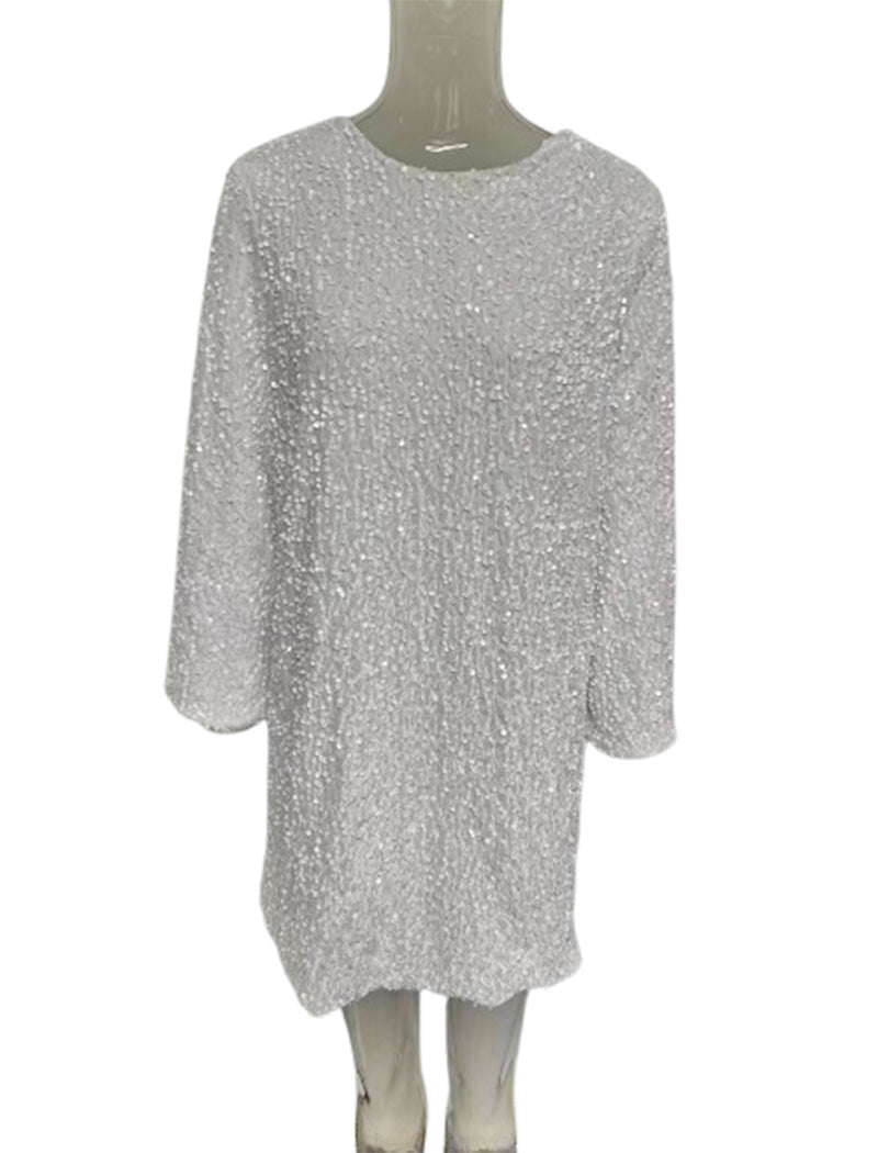 Sequin Oversized Long Sleeve Dress