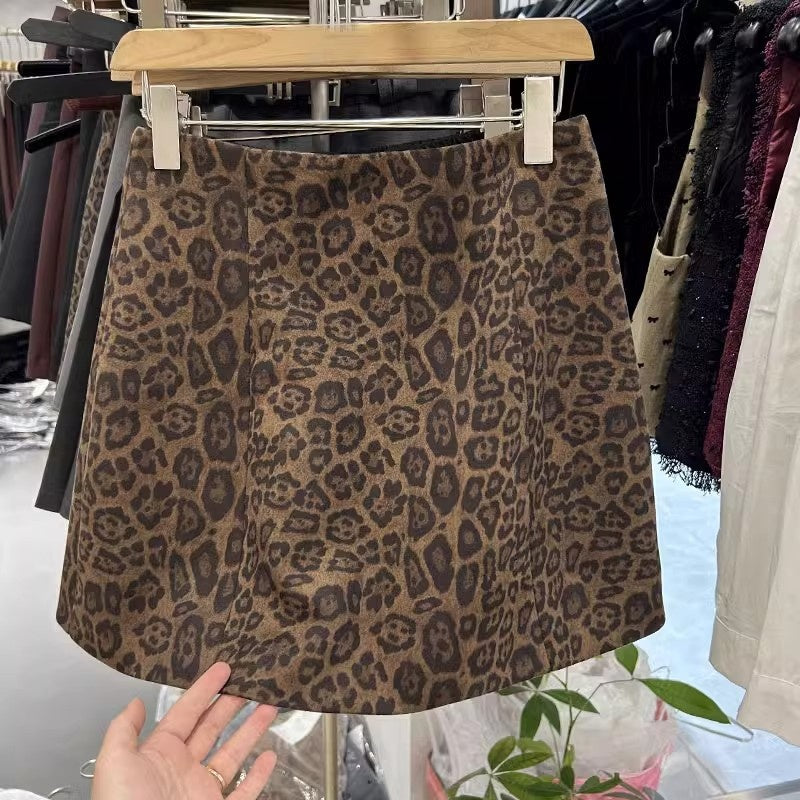 High-Waisted Leopard Print Mini Skirt