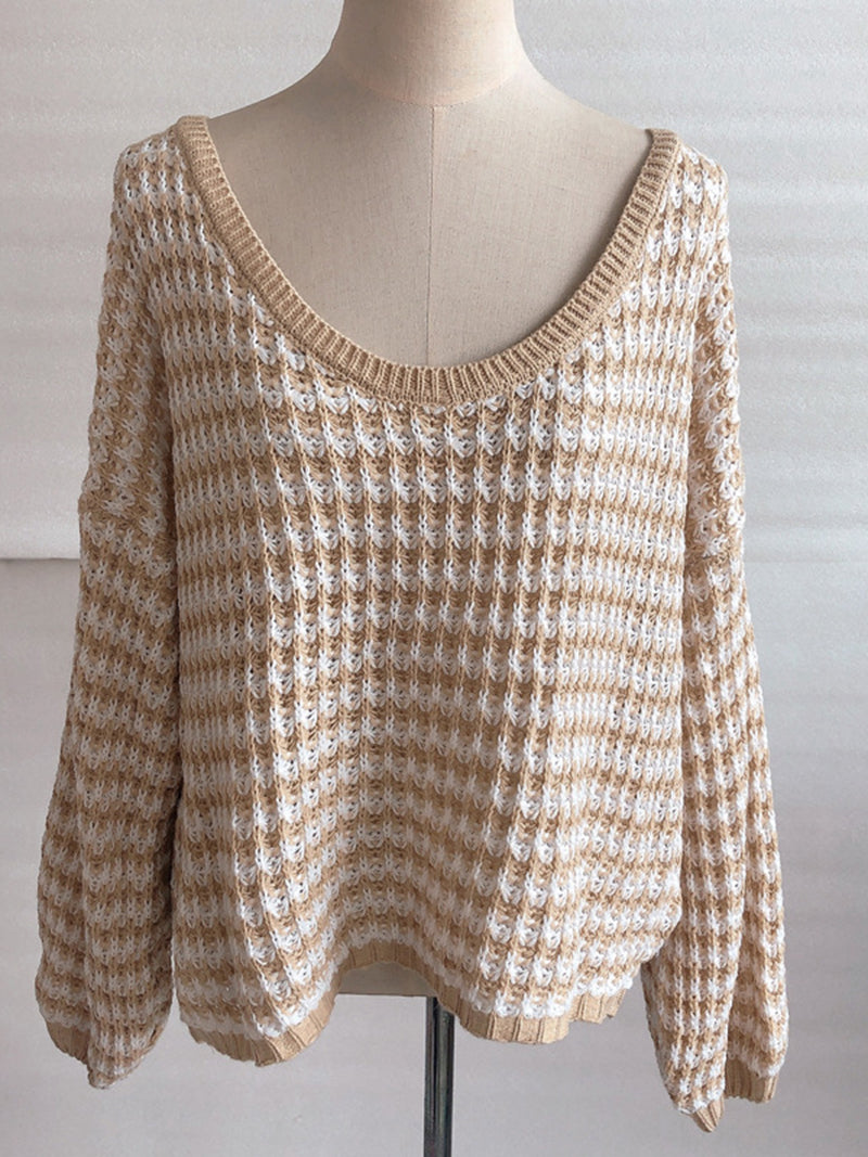 Striped Cowl Neck Sweater