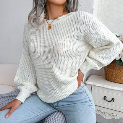 Textured Knit Top with Balloon Sleeves