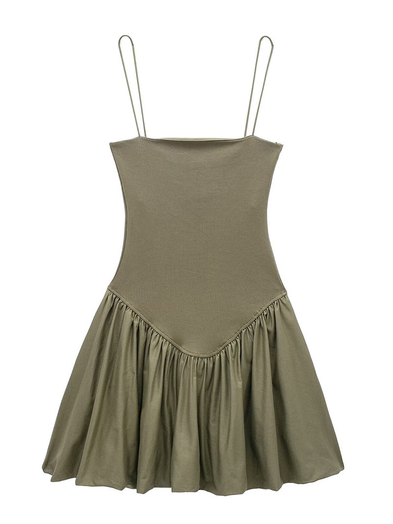 Solid Flared Hem Mini Cami Dress