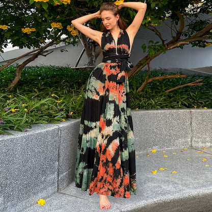 Tie-Dye Halter Maxi Dress