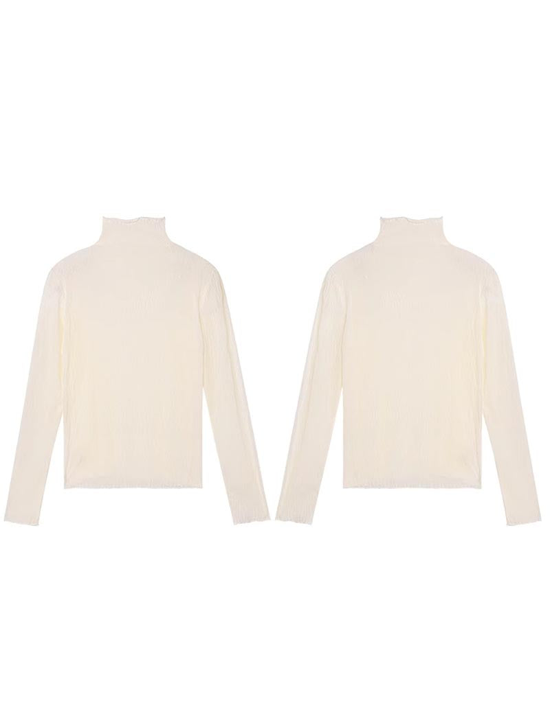 Sheer High Neck Long-Sleeve Top