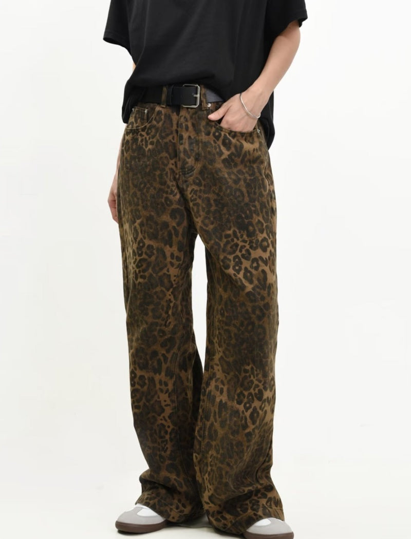 Animal Print Loose-Fit Pants