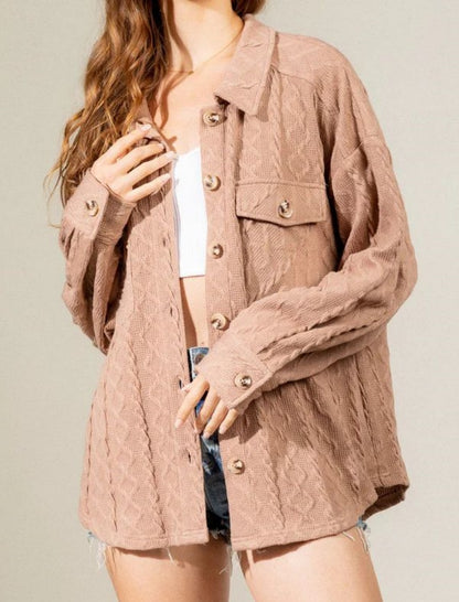 Cable Knit Overshirt Cardigan