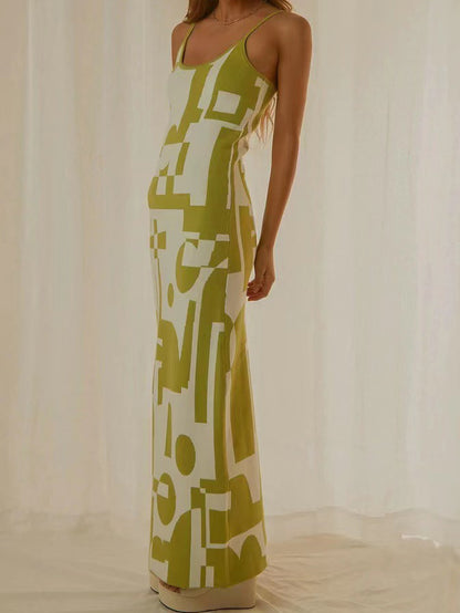 Graphic Print Bodycon Maxi Dress