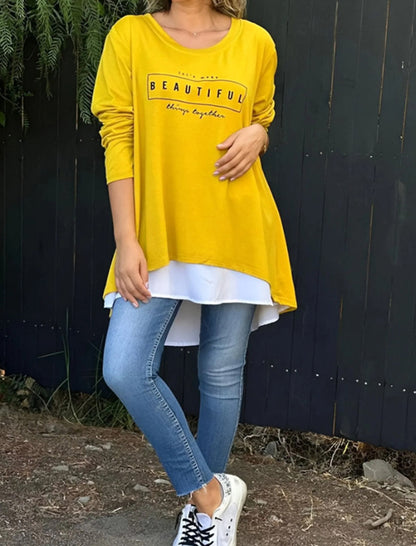 Layered Back Button-Down Top