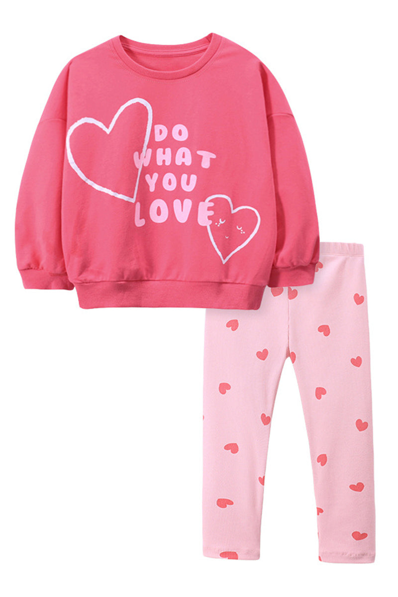 Heart Print Top and Leggings Set (Kids)