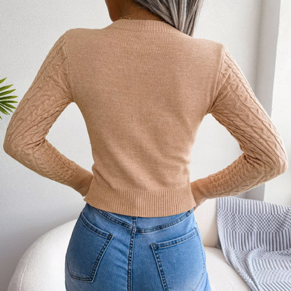 Cutout Cable Knit Long Sleeve Top