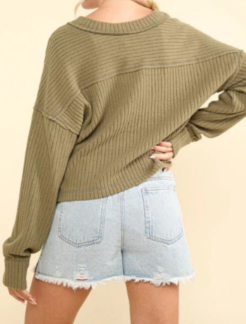 V-Neck Oversized Knit Sweater
