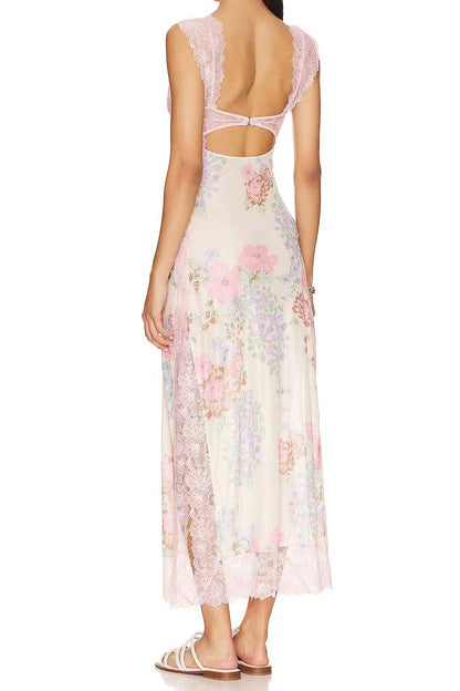 Floral Lace Cutout Maxi Dress