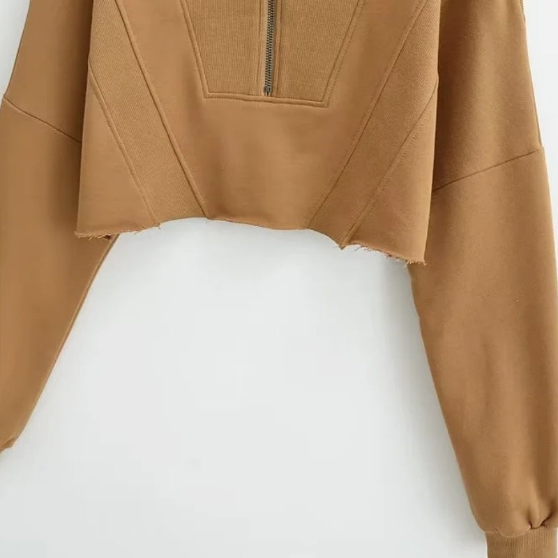 Half-Zip Cropped Top