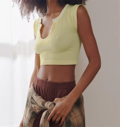 Solid Ribbed Cowl Neck Crop Top