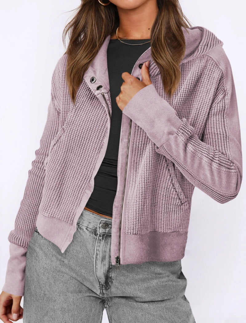 Cropped Hoodie Knit Jacket