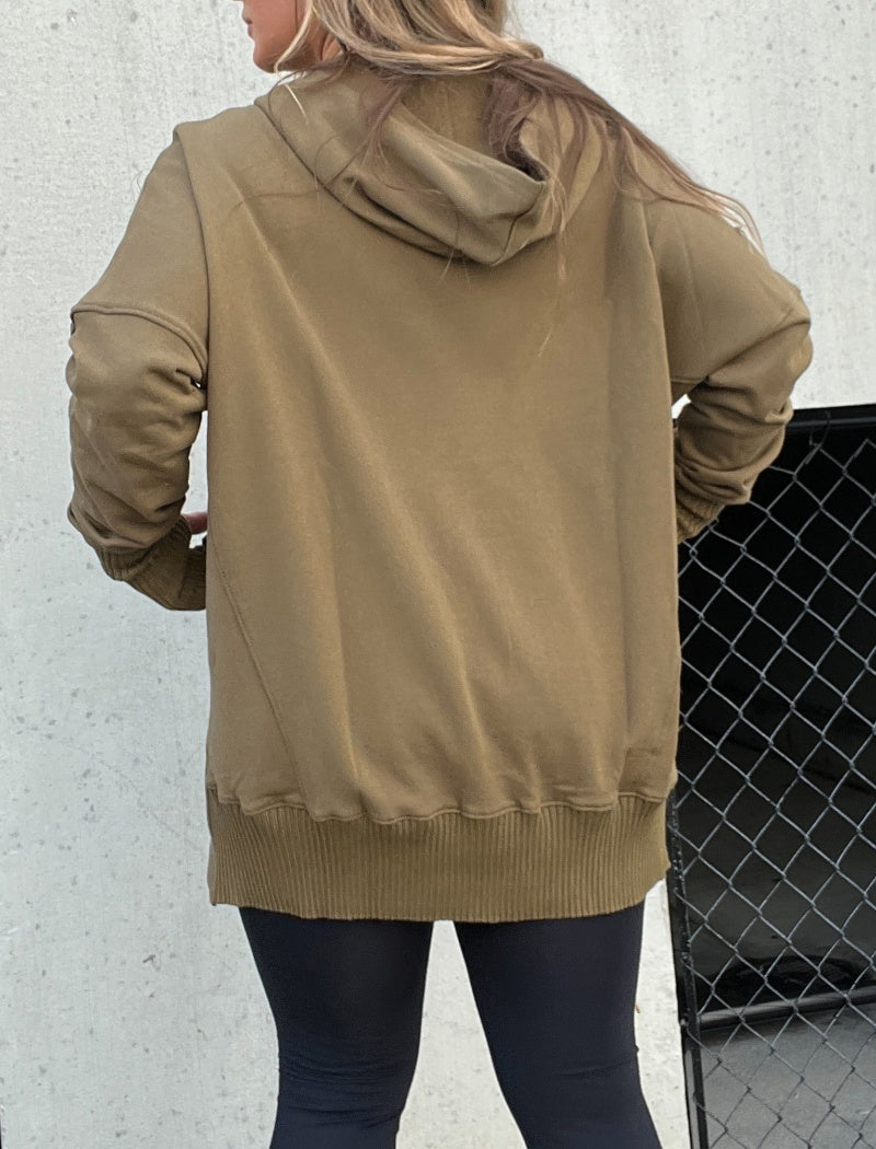 Hooded Buttoned Pullover Top