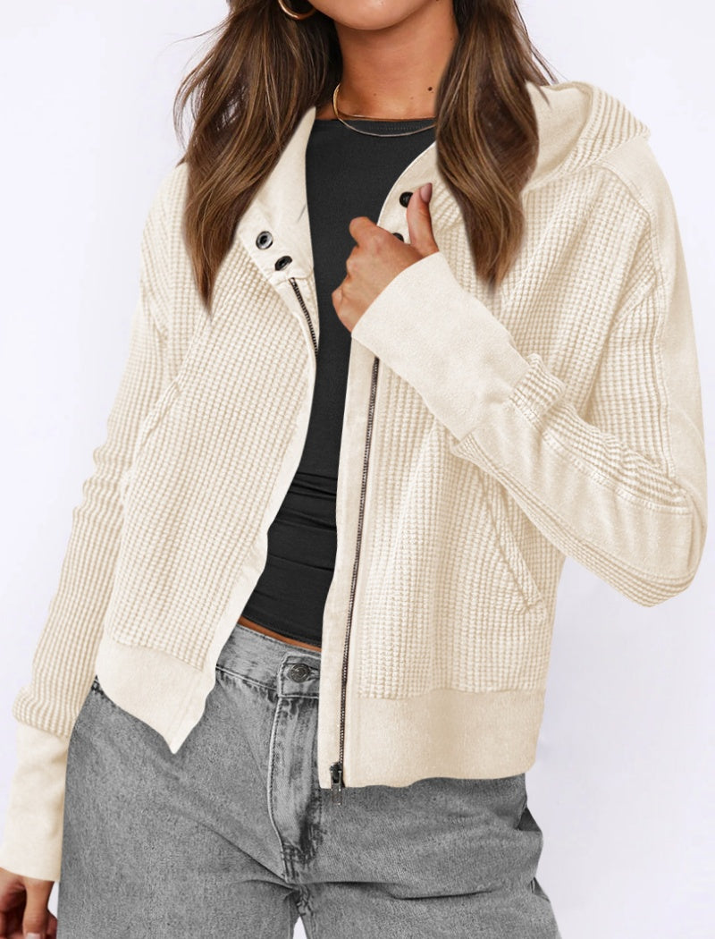 Cropped Hoodie Knit Jacket