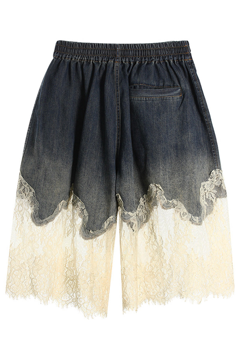 Lace Trim Drawstring Shorts