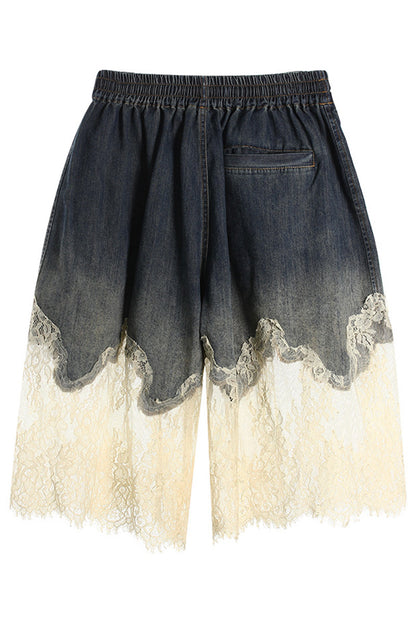 Lace Trim Drawstring Shorts