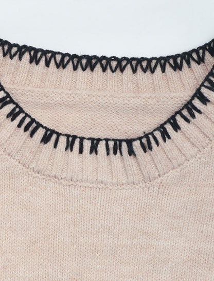 Contrast Trim Relaxed Knit Sweater