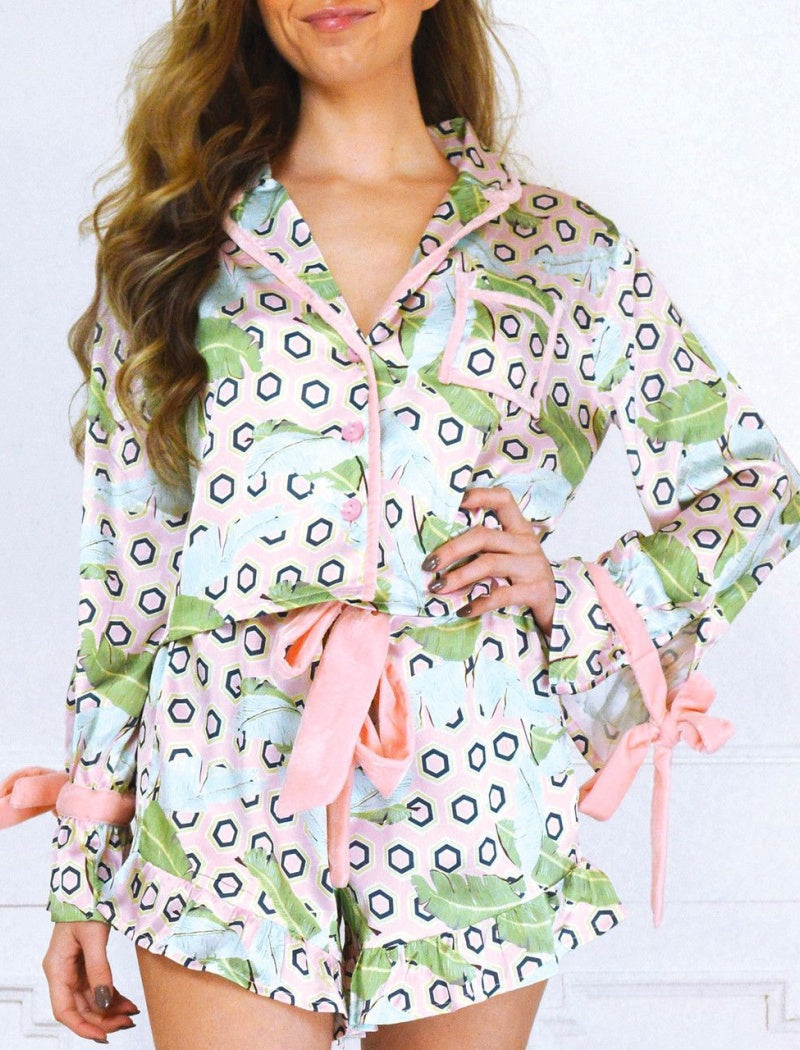 Champagne Bottle Print Pajama Set