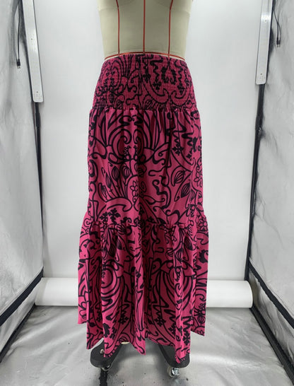 Floral Print Elastic Waist Maxi Skirt