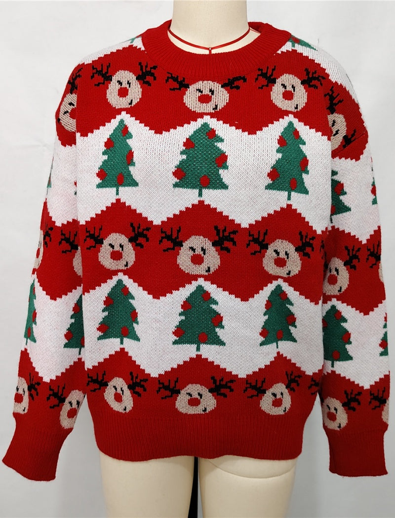 Festive Reindeer and Tree Knit Sweater