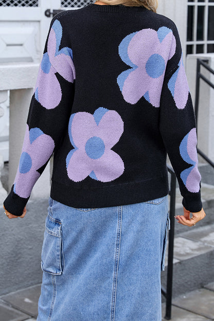 Floral Print Crewneck Sweater