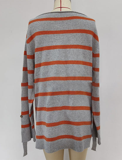 Colorblock Striped Loose Knit Sweater