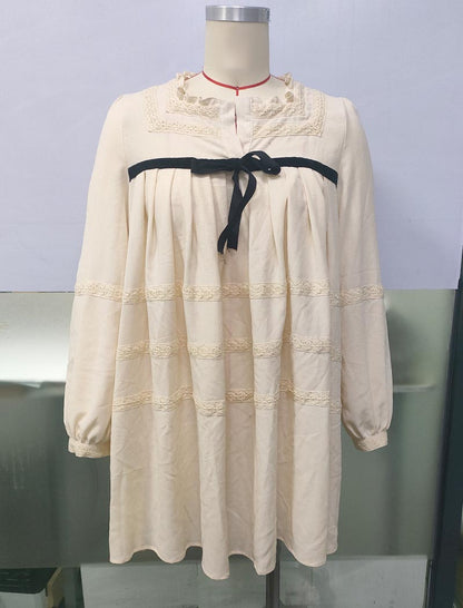 A-Line Dress with Ribbon Tie