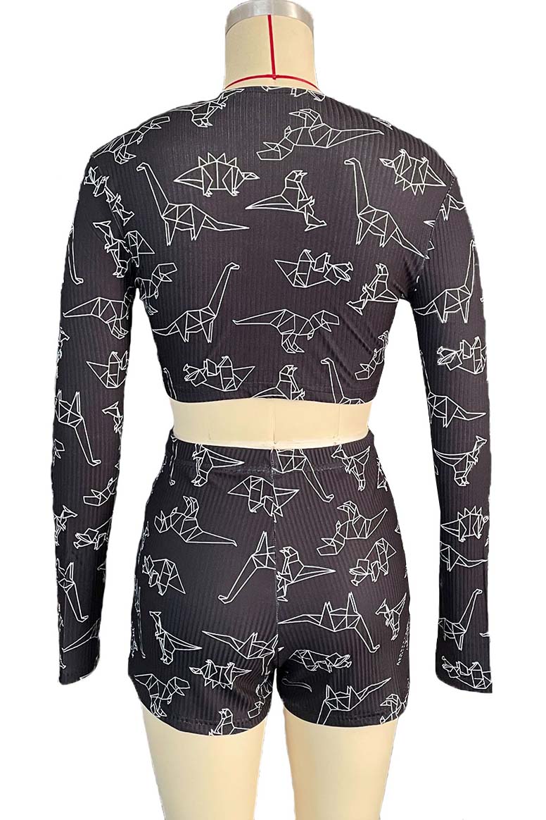 Constellation Print Crop Top and Shorts Set