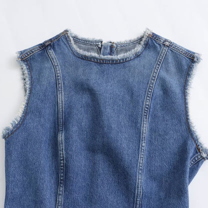 Frayed-Edge Denim Mini Dress