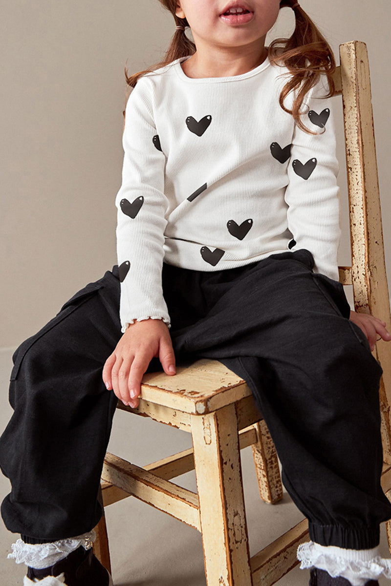 Heart Print Long Sleeve Top and Joggers Set (Kids)