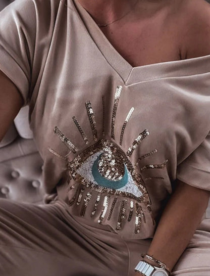 Eye Embellished Lounge Set