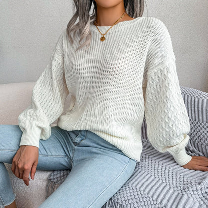 Textured Knit Top with Balloon Sleeves