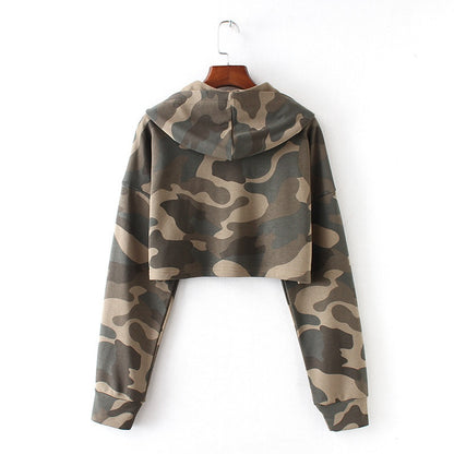 Camouflage Cropped Hoodie [NON-RETURNABLE]