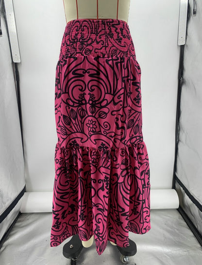 Floral Print Elastic Waist Maxi Skirt