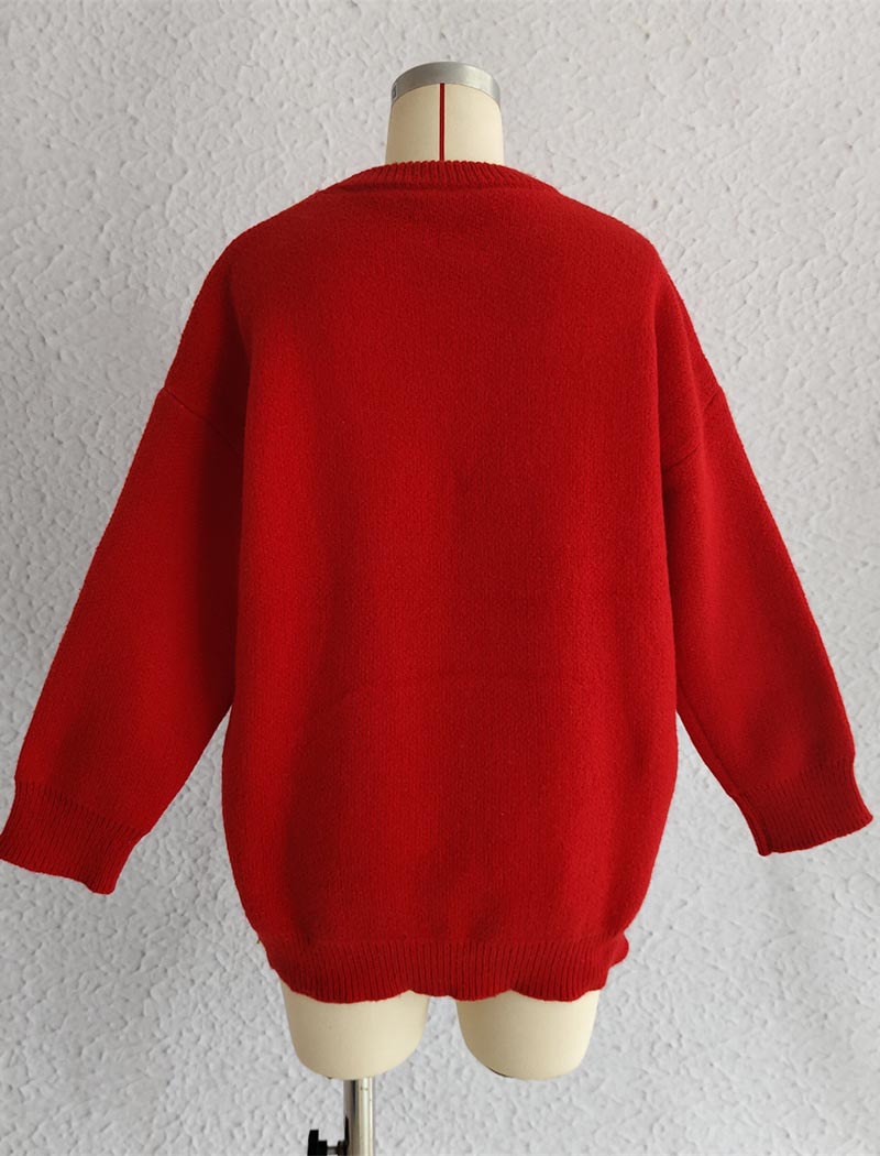 Heart Motif Sweater with Bow Detail