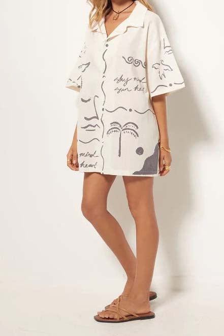 Abstract Face Print Top and Shorts Set