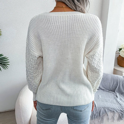 Textured Knit Top with Balloon Sleeves