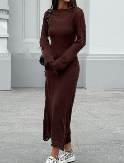 Sheer Long Sleeve Maxi Dress