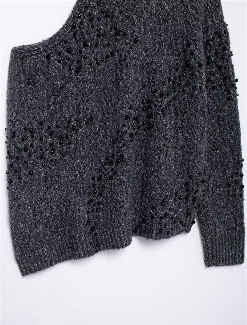 Asymmetric Open Shoulder Knit Sweater